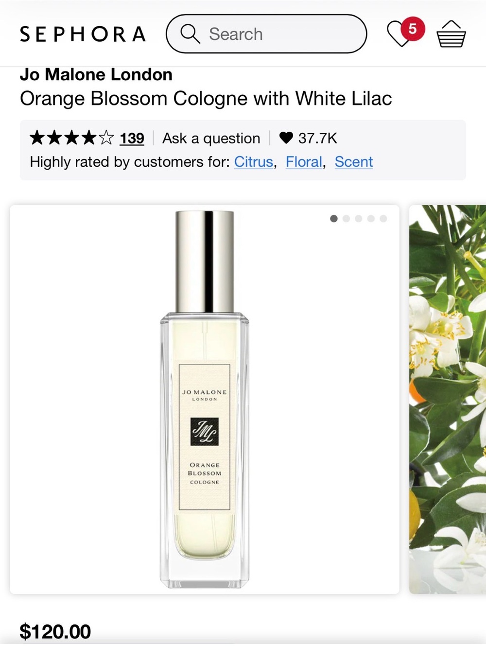 Jo Malone London Orange Blossom Cologne with White Lilac